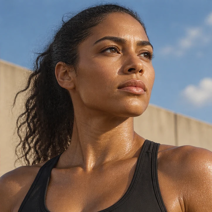 Athlete looking toward the sunlight.